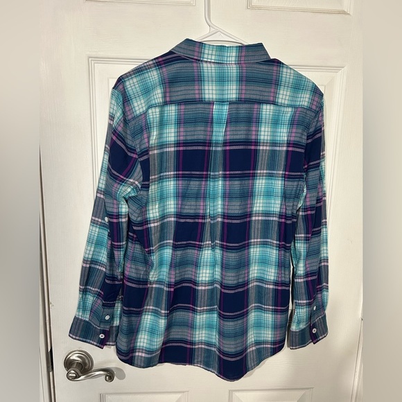 Tommy Bahama Women Plaid Roll Tab Long Sleeve Button Down Shirt Size Large. EUC. - Picture 5 of 6